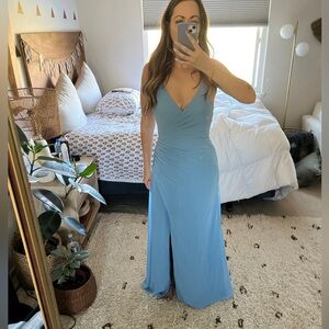 Azazie Everleigh Dusty Blue Bridesmaid Dress